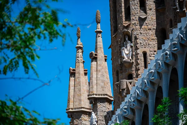 Barcelona Spain May 2022 Frame Famous Sagrada Familia Basilica Construction — ストック写真