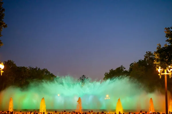 Barcelona Spain May 2022 Night Photograph Performance Singing Magic Fountain — Stok fotoğraf