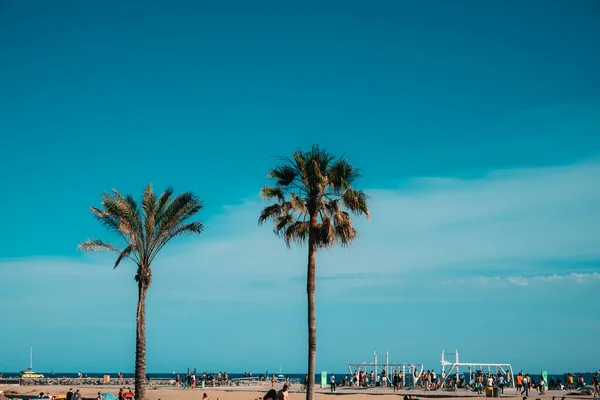 Barcelona Spain May 2022 View Beach Balearic Sea Many People — Stock Photo, Image