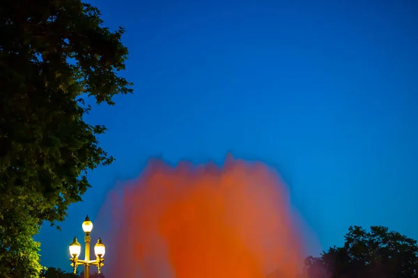 Night Photograph Performance Singing Magic Fountain Montjuic Barcelona Catalonia Spain — Stok fotoğraf