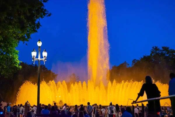 Barcelona Spain May 2022 Night Photograph Performance Singing Magic Fountain — Stok fotoğraf