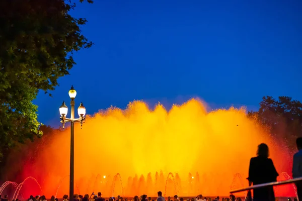 Barcelona Spain May 2022 Night Photograph Performance Singing Magic Fountain — Stok fotoğraf