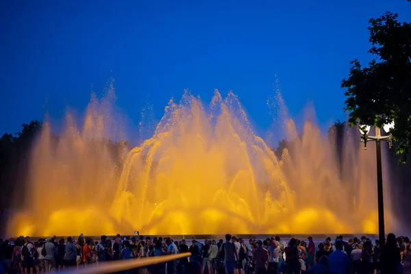 Barcelona Spain May 2022 Night Photograph Performance Singing Magic Fountain — Foto Stock