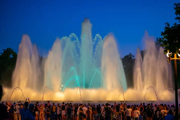 Barcelona Spain May 2022 Night Photograph Performance Singing Magic Fountain — Stockfoto