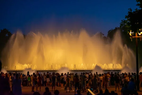 Barcelona Spain May 2022 Night Photograph Performance Singing Magic Fountain — Stok fotoğraf