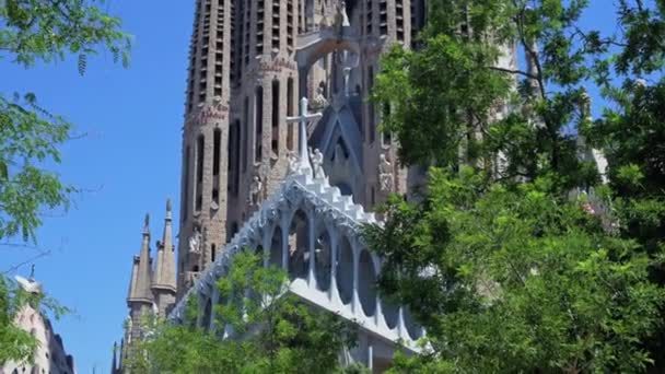 Barcelona Espanha Maio 2022 Tiro Famosa Basílica Sagrada Família Durante — Vídeo de Stock