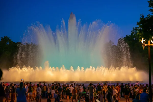 Barcelona Spain May 2022 Night Photograph Performance Singing Magic Fountain — ストック写真