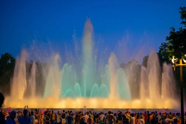 Barcelona Spain May 2022 Night Photograph Performance Singing Magic Fountain — Foto Stock