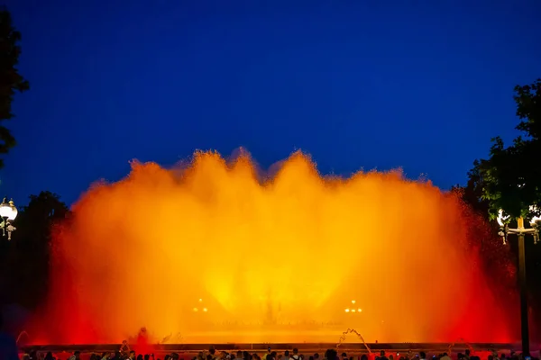 Barcelona Spain May 2022 Night Photograph Performance Singing Magic Fountain — Fotografia de Stock