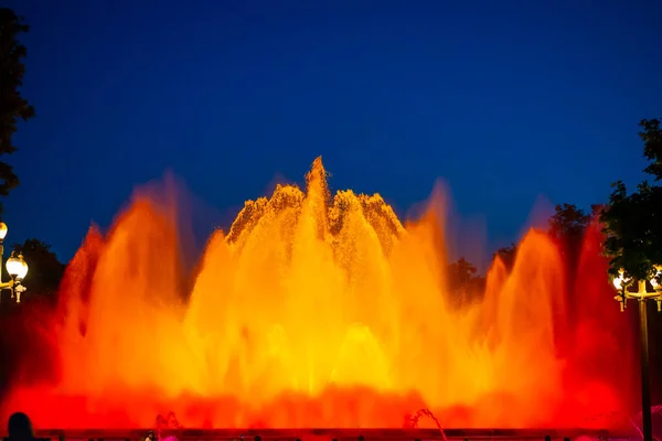 Barcelona Spain May 2022 Night Photograph Performance Singing Magic Fountain — Stok fotoğraf