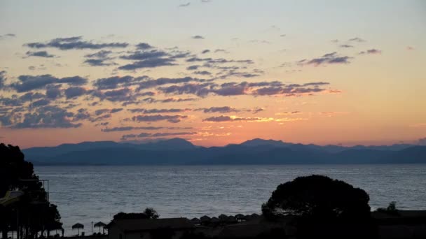 Timelapse Sunrise Strait Greece Balkan Peninsula Corfu Island Inglés Imágenes — Vídeo de stock