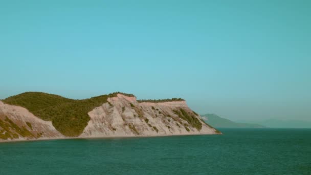 Vista Panorâmica Arkoudilas Miradouro Praia Areia Montanhas Mar Jónico Corfu — Vídeo de Stock