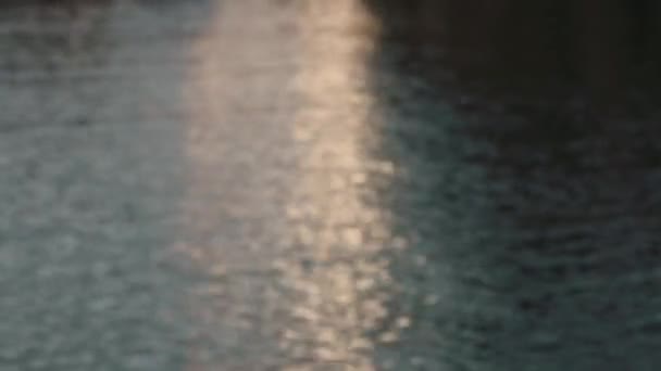 希腊暗海水草中反射出的日落的模糊背景 高质量的4K镜头 — 图库视频影像