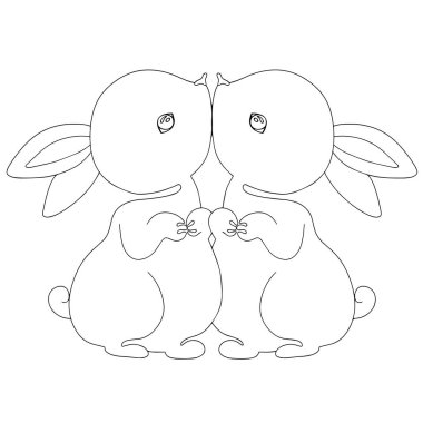 Siyah su tavşanı. Burcun burcundaki tavşan Gemini. Bir çizgi. Vektör illüstrasyonu