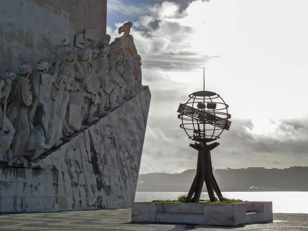 Postcard Lisbon Padrao Dos Descobrimentos Monument Discoveries Tagus River Bank — Stock Photo, Image