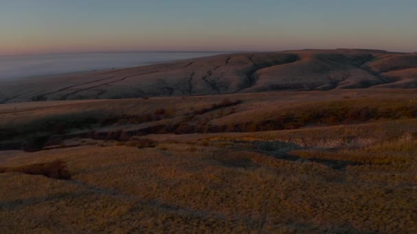 Vue Aérienne Paysage Collines Heure Lever Soleil Les Ombres Montrent — Video