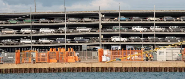 Southamptons Docks England Großbritannien 2021 Mehrdeckerterminal Für Die Kurzfristige Lagerung — Stockfoto