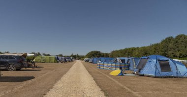 Temple Guiting, Cheltenham, England, UK. 2022. Farm park camping and caravaning site in the Windrush Valley in the heart of the Cotswolds region. UK.
