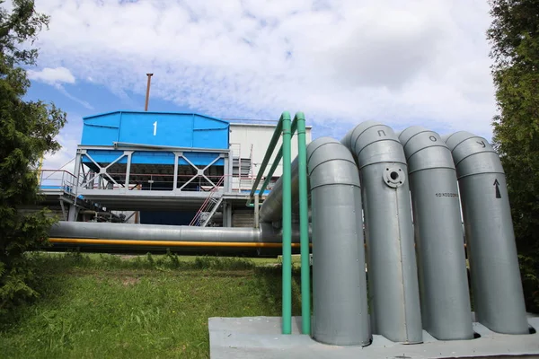 System Transportu Gazu Pompownia Dla Gazu Stacji Benzynowej Zbiorników Gazu — Zdjęcie stockowe