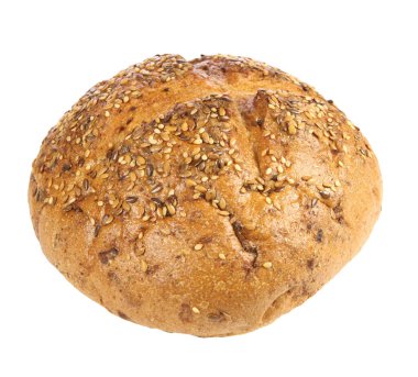 Susamlı beyaz ve siyah ekmek. Taze fırın. Beyaz arka planda gerçek ekmek. İzole edilmiş