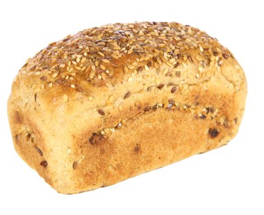 Susamlı beyaz ve siyah ekmek. Taze fırın. Beyaz arka planda gerçek ekmek. İzole edilmiş