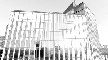 Kyiv şehrinin mimarisi bir kalem çizimiyle yapılır. İş merkezi, bina. Ukrayna, iş kavramı