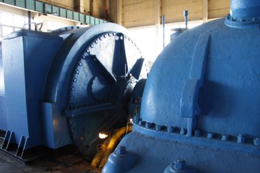 CHP. Huge production of heat generation for the population. Heat electro center. Large-scale enterprise with wires and turbines