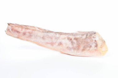 Donmuş dudak balığı. Balığın yüzeyinde donmuş kırmızı buz balığı. Buz. Nadir ve seyrek balık