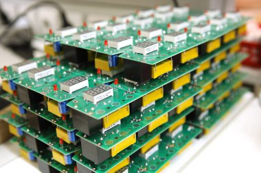 Electrical boards with parts for manual assembly of an electrical device. Digital indication. Manual assembly of radio components..