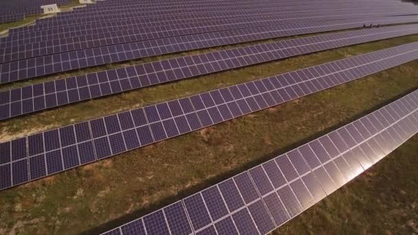 Solar panels installed in rows produce clean electric energy — Stock Video