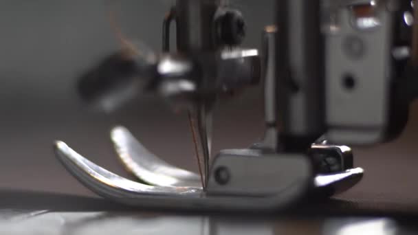 Aguja Pie Máquina Coser Haciendo Puntadas Macro — Vídeo de stock