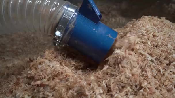 Vacuum Machine Sucks Chips Transfer Raw Material Shavings — Stock Video