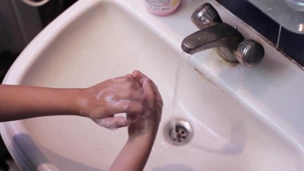 Guy Started Washing His Hands Bathroom White Washbasin — Video