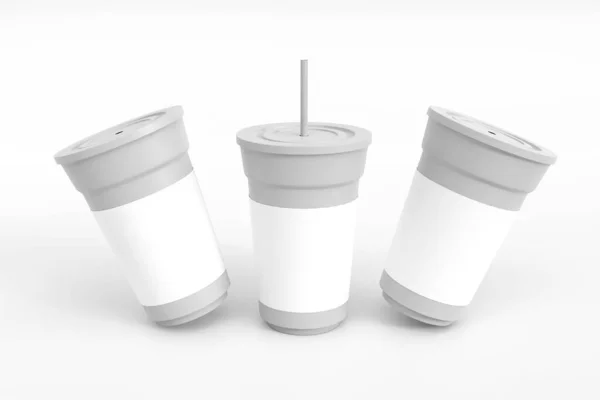 使い捨てカップモックアップ デザインをモックアップするためのテンプレート 3Dイラスト — ストック写真