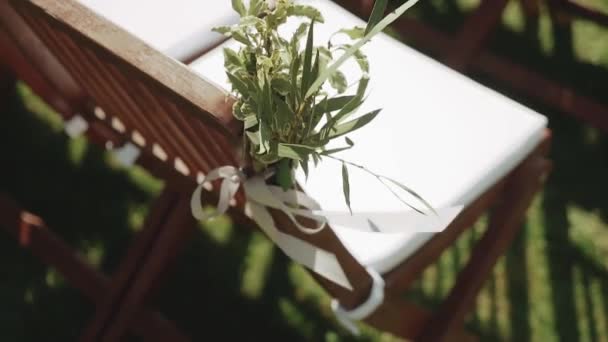 Nahaufnahme Der Hochzeit Blumenschmuck Von Blumen Pastellfarbenen Verblassten Farben Zeitlupe — Stockvideo