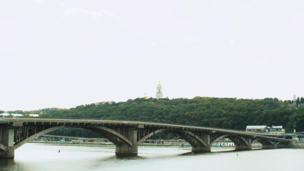 Bridge River Kiev Dnipro Panorama Ukraine High Quality Fullhd Footage — Vídeo de stock