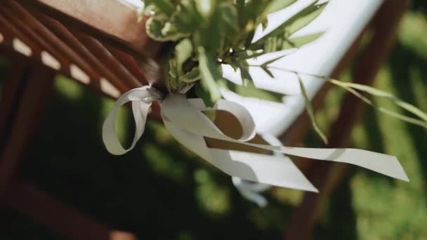 Крупним Планом Вид Весільні Квіткові Прикраси Квітів Пастельних Зів Ялих — стокове відео