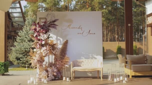 Wedding Decor Wedding Ceremony Slow Motion Wedding Decoration Flowers High — Stock videók