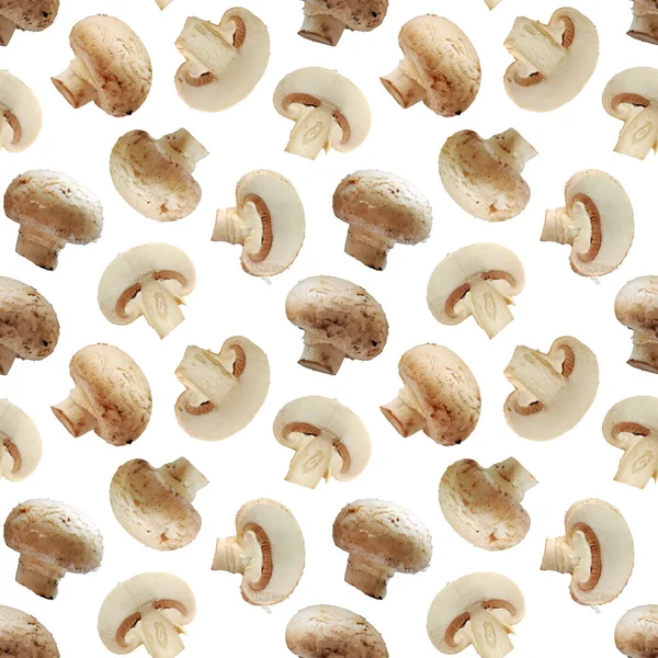 Champignon Mushroom Plant Food Macro Photo Seamless Pattern Texture Background — Stock Photo, Image