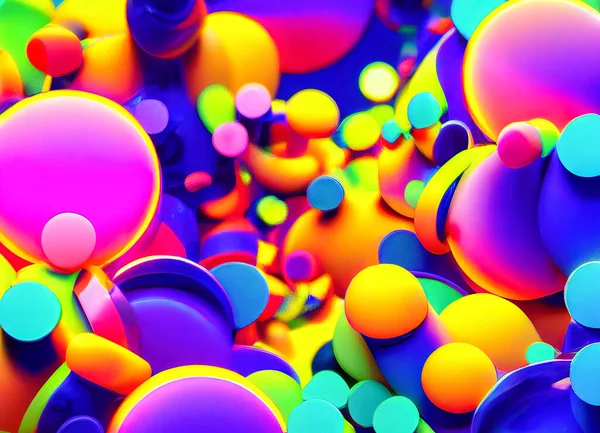 abstract colorful geometric background, multicolored balls, balloons, primitive shapes, minimalistic design, pastel colors palette, party decoration