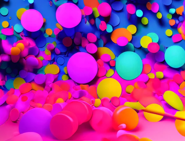 abstract colorful geometric background, multicolored balls, balloons, primitive shapes, minimalistic design, pastel colors palette, party decoration