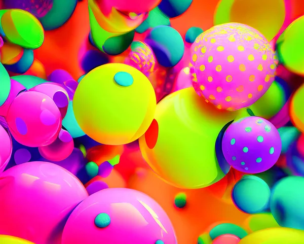 abstract colorful geometric background, multicolored balls, balloons, primitive shapes, minimalistic design, pastel colors palette, party decoration