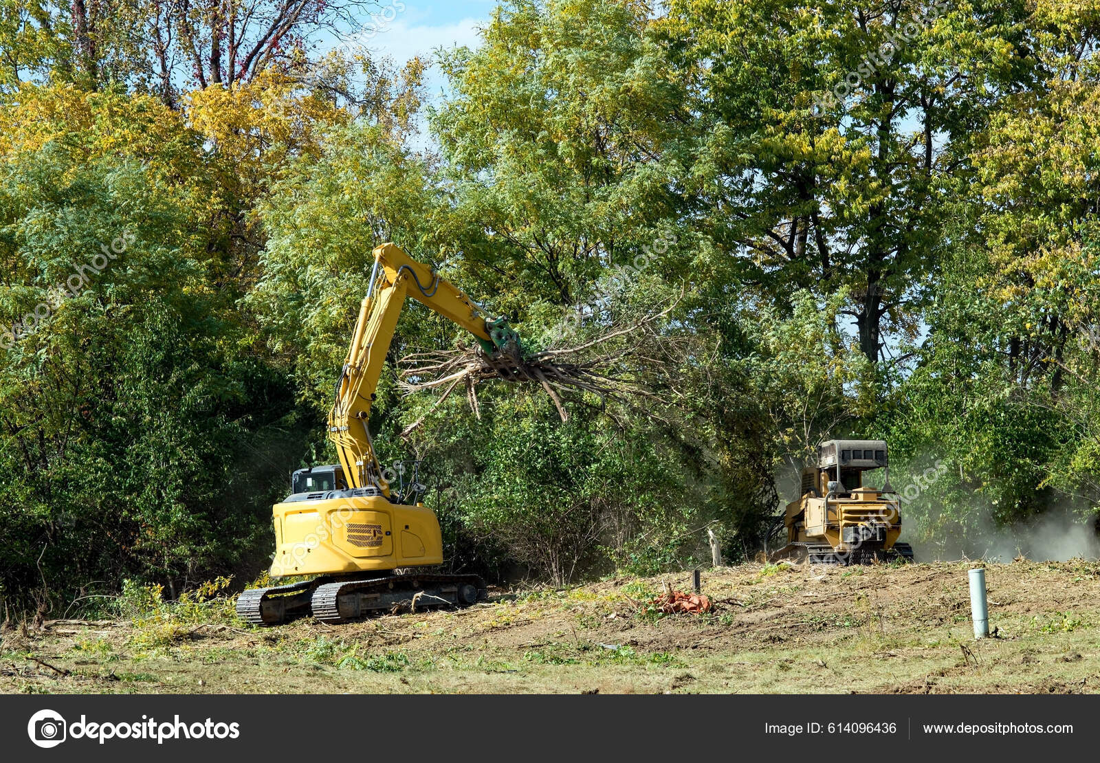 Excavator Forestry Mulcher Clearing Land Stock Photo by ©Lawcain 614096436