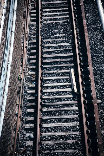 Eisenbahngleise Aus Nächster Nähe — Stockfoto