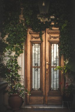 Buenos Aires 'teki eski bina cephesi, şehrin güzel mimarisi. 