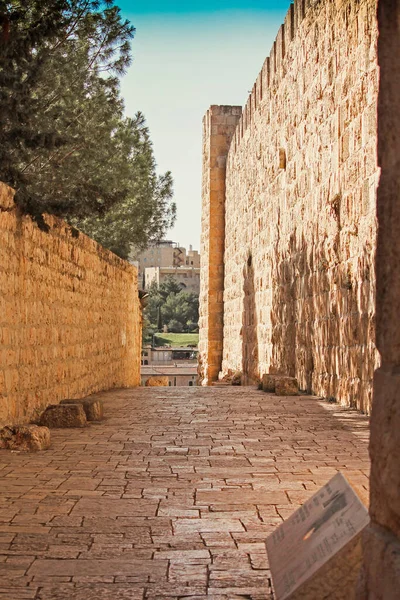 Viejos Muros Piedra Ciudad Jerusalem Israel — Foto de Stock