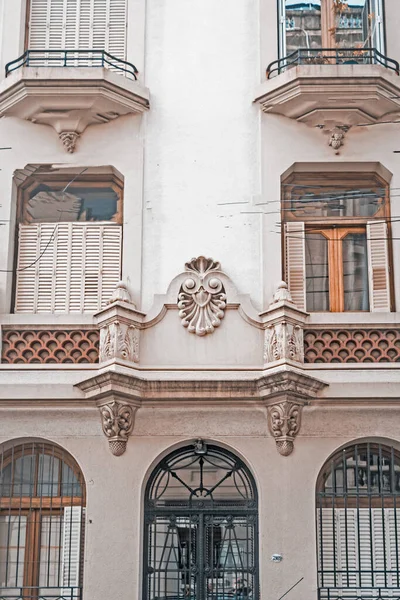 Bellissimo Dettaglio Architettonico Facciata Vecchio Edificio Buenos Aires — Foto Stock
