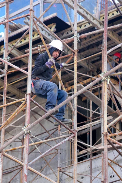 Travailleur Construction Travaillant Sur Chantier — Photo