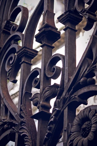 Παλιό Σφυρήλατο Σιδερένιο Φράχτη Μεταλλική Διακόσμηση — Φωτογραφία Αρχείου