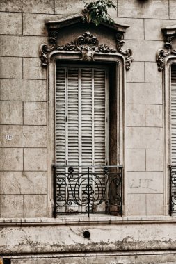 close-up shot of window of antique building